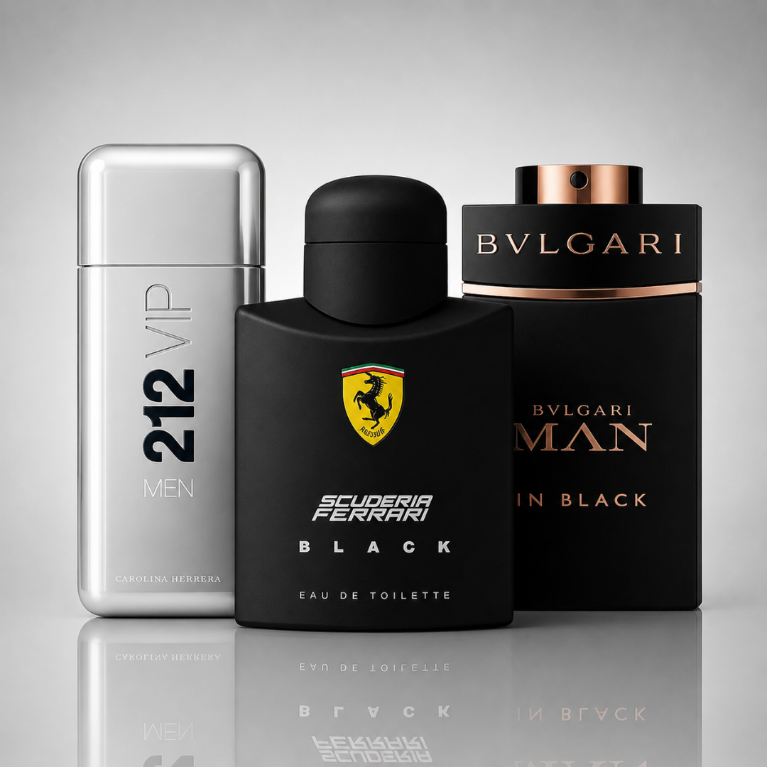 3er Herrenparfüm-Set - 212 VIP Men, Ferrari Black & Bvlgari In Black