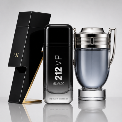 3er Herrenparfüm-Set - Bad Boy by Carolina Herrera, 212 VIP Black by Carolina Herrera & Invictus by Paco Rabanne