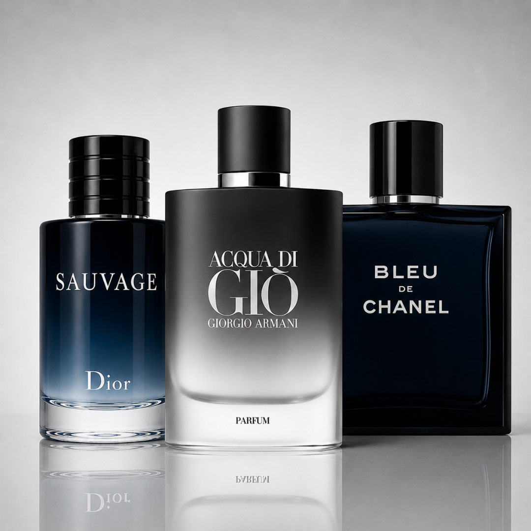 3er Herrenparfüm-Set - Dior Sauvage, Bleu de Chanel & Acqua di Giò Armani