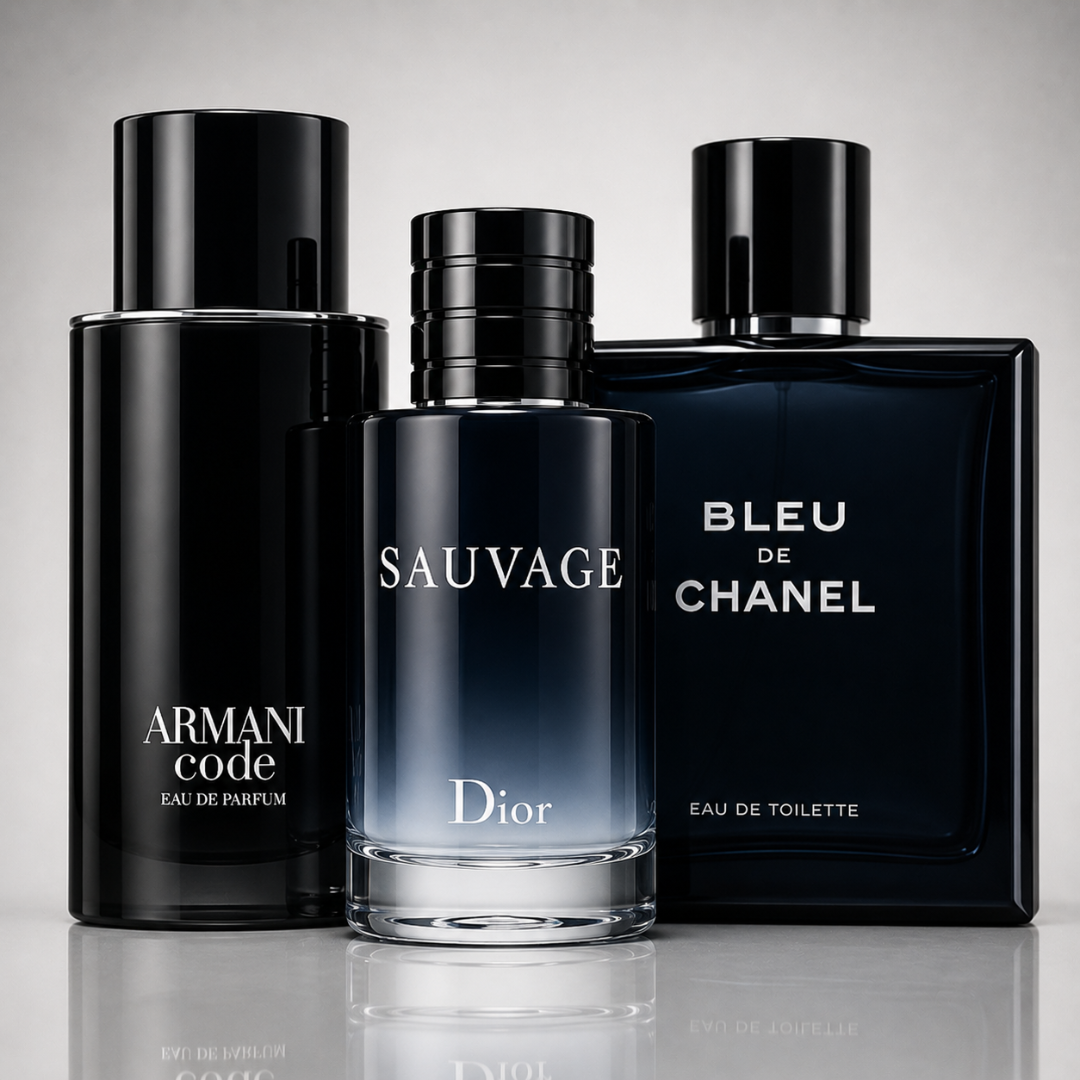 3er Herrenparfüm-Set - Dior Sauvage, Bleu de Chanel & Armani Code