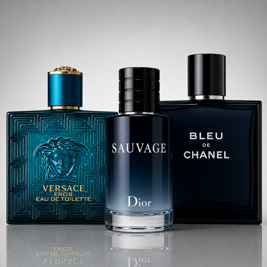3er Herrenparfüm-Set - Dior Sauvage, Bleu de Chanel & Versace Eros