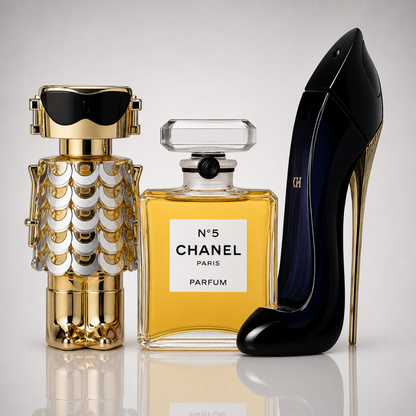 3er Damenparfüm-Set - Good Girl by Carolina Herrera, Nº5 by Chanel & Fame by Paco Rabanne