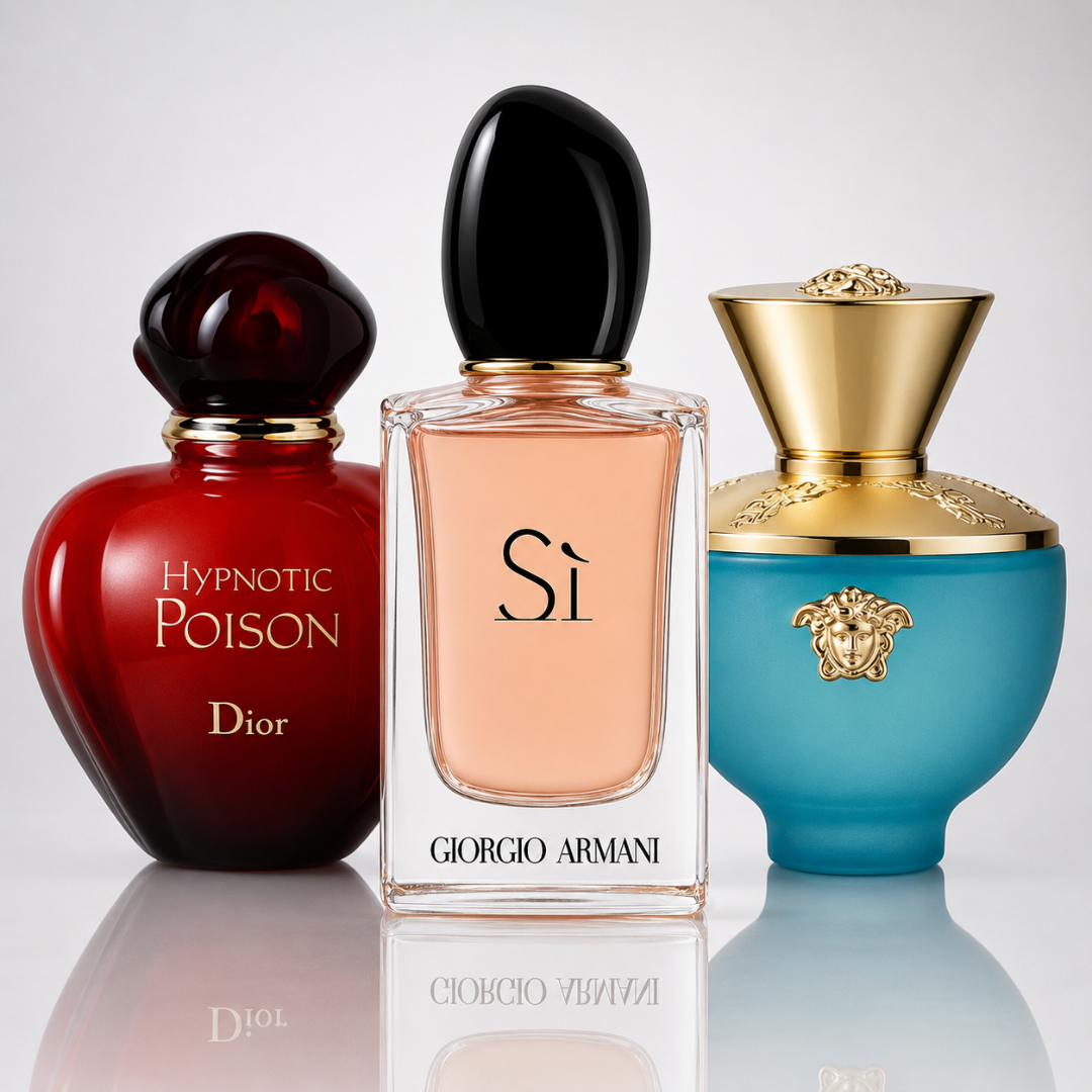 3er Damenparfüm-Set - Hypnotic Poison by Dior, Si by Giorgio Armani & Dylan Turquoise by Versace