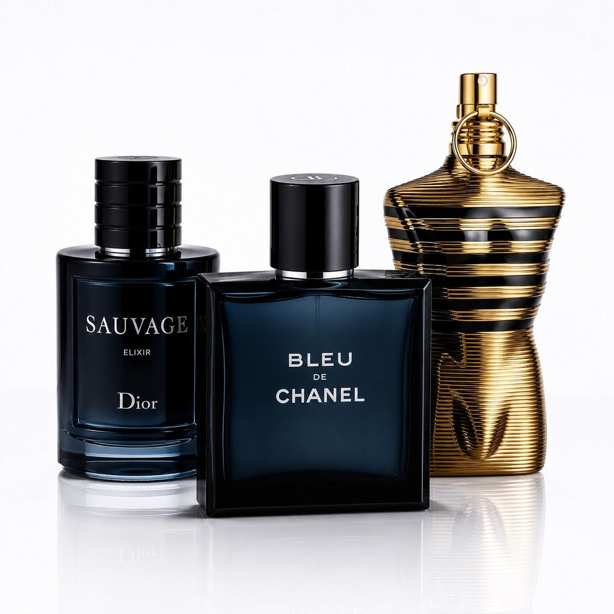 3er Herrenparfüm-Set - Dior Sauvage Elixir, Bleu de Chanel & Le Male Elixir